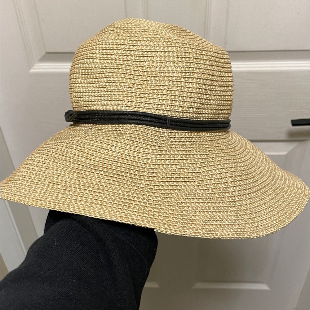 Talula | Tan | Straw | Black Cow Leather Band | Sun Hat | ResortWear | Size S - Picture 4 of 15